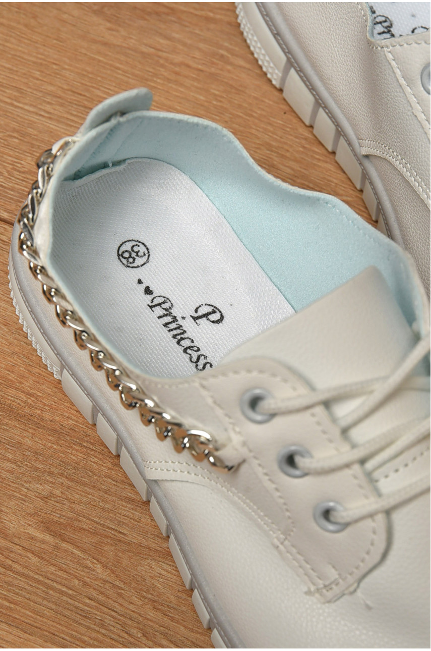 Мокасины женские белого цвета на шнуровке 126-26 202160