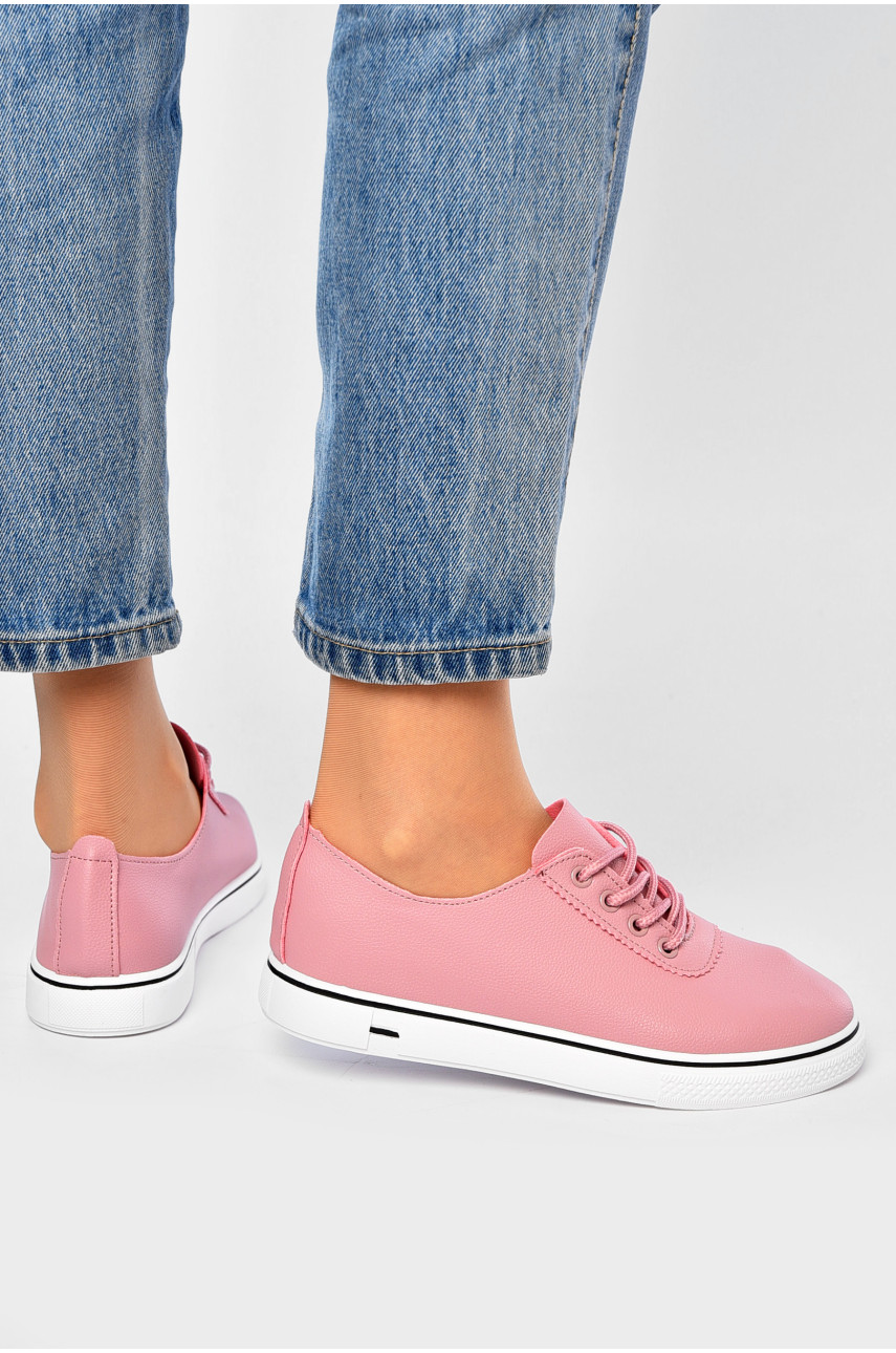 Мокасины женские рожевого цвета на шнуровке 126-2-3 202161