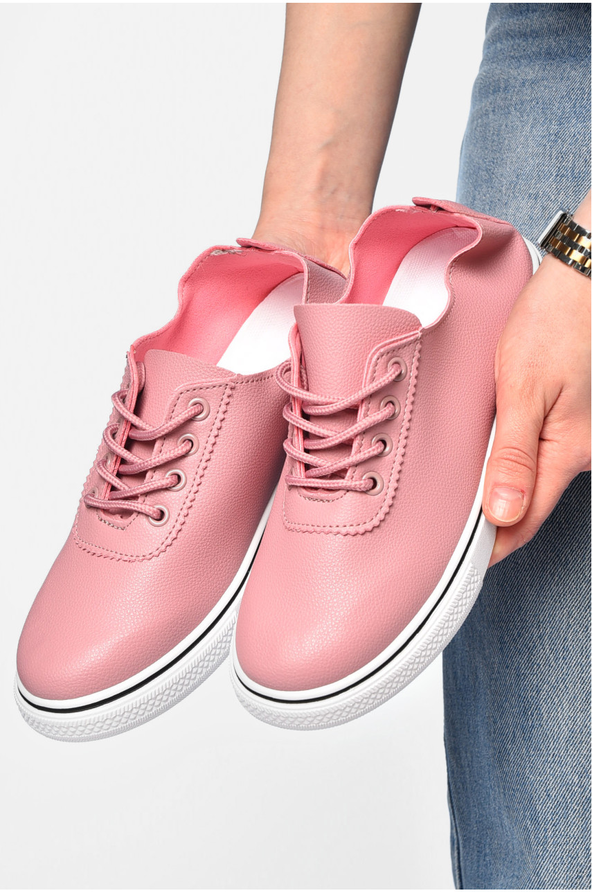 Мокасины женские рожевого цвета на шнуровке 126-2-3 202161