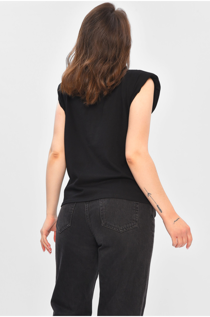 Футболка женская без рукавов черного цвета 717 202162 Футболка женская без рукавов черного цвета 717 202162