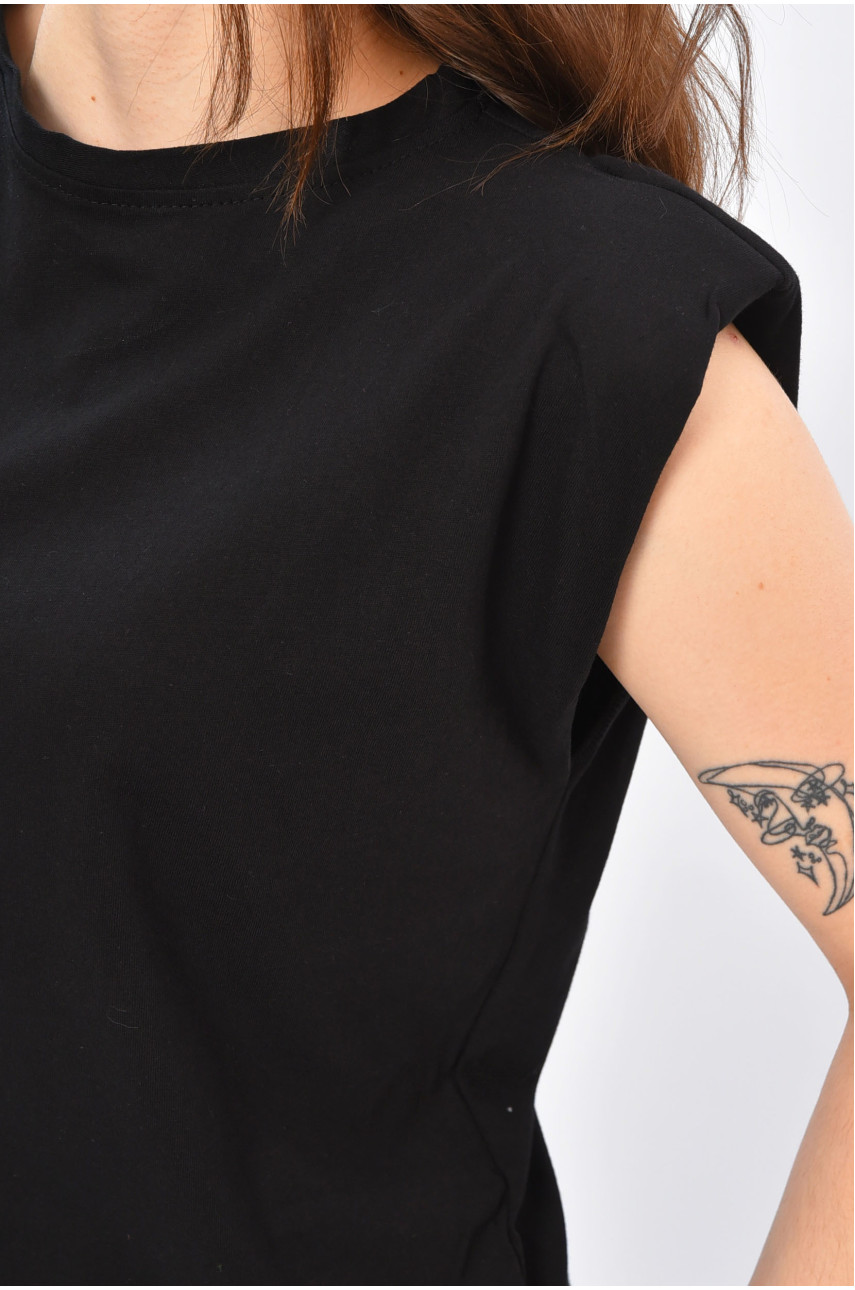 Футболка женская без рукавов черного цвета 717 202162 Футболка женская без рукавов черного цвета 717 202162