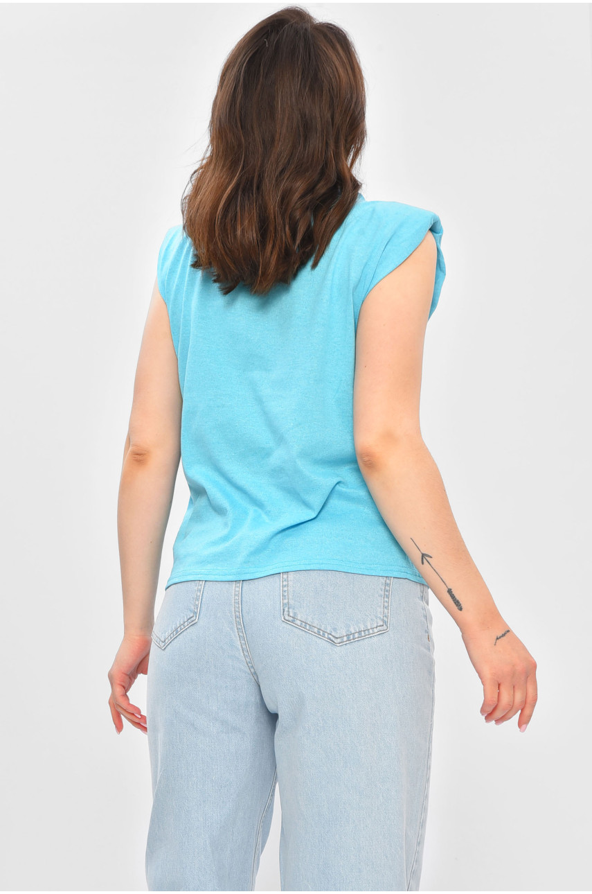 Футболка жіноча без рукавів блакитного кольору 202167