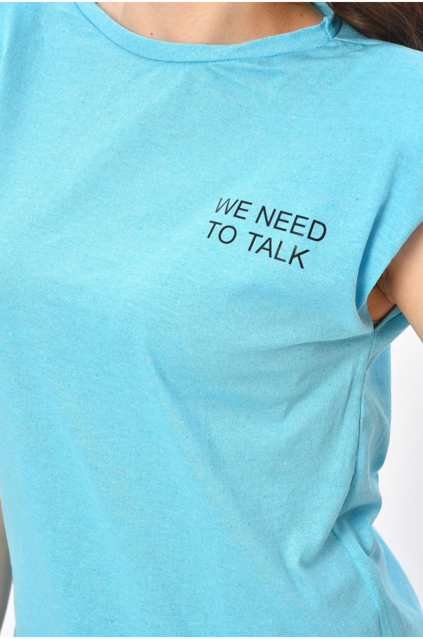 Футболка жіноча без рукавів блакитного кольору 202167