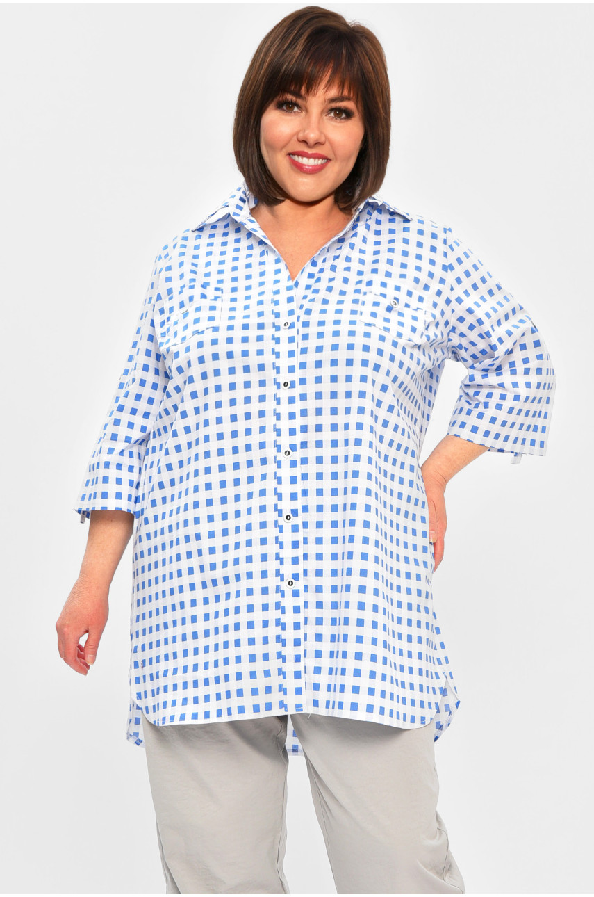 Сорочка жіноча батальна блакитного кольору 8168 202186