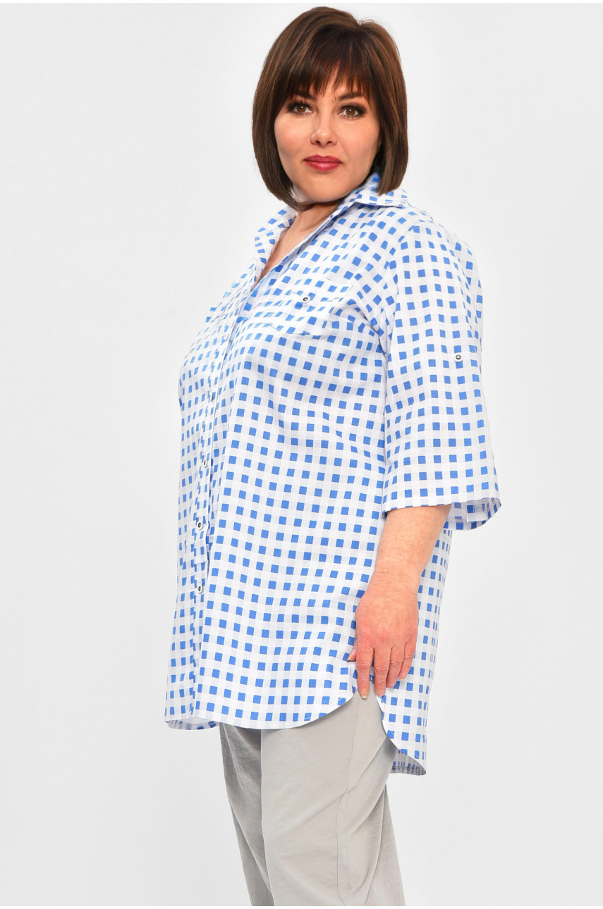 Сорочка жіноча батальна блакитного кольору 8168 202186