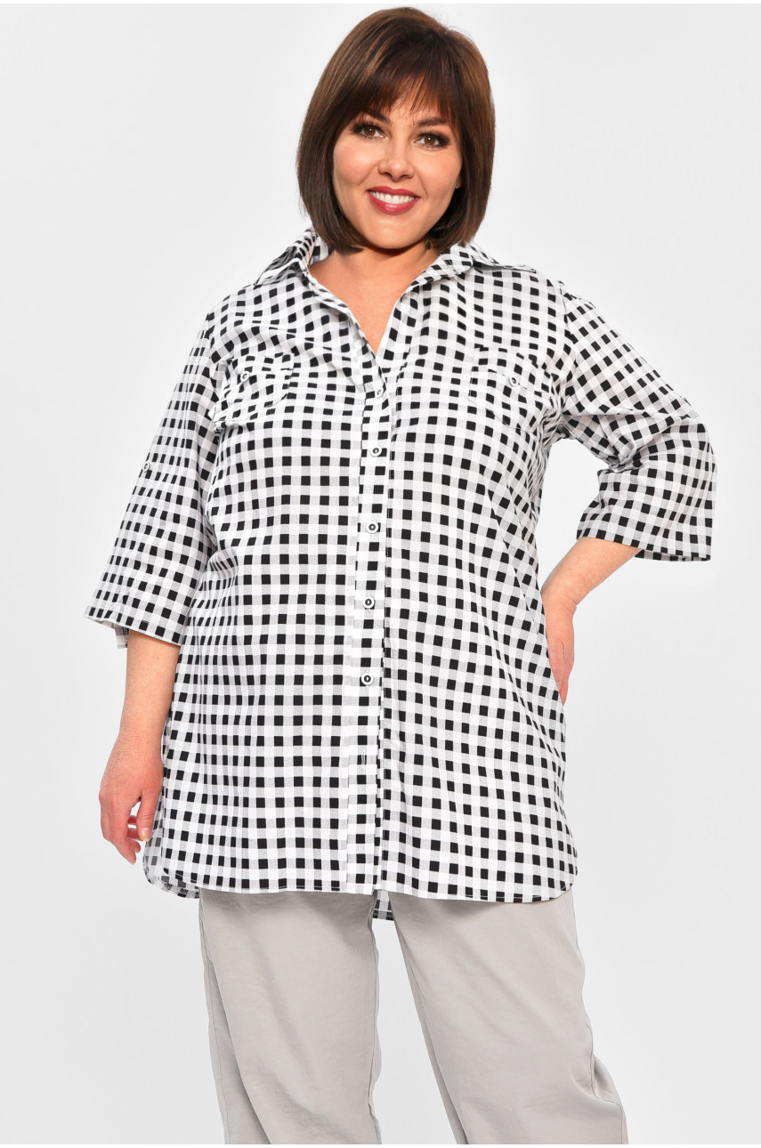 Сорочка жіноча батальна чорного кольору 8168 202187