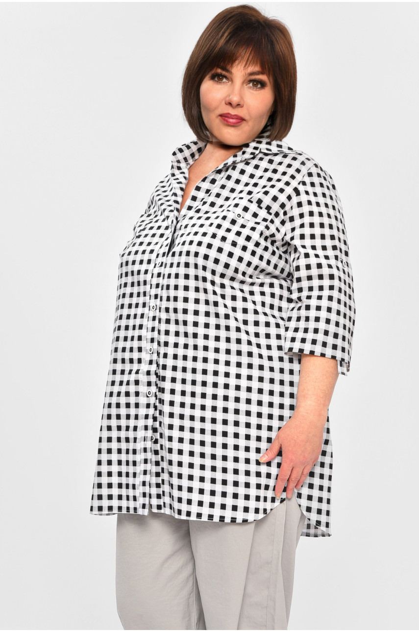 Сорочка жіноча батальна чорного кольору 8168 202187