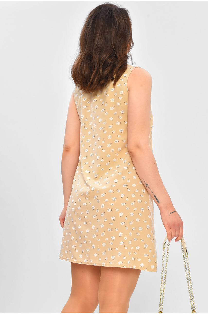 Сарафан женский бежевого цвета с принтом 822 202197 Сарафан женский бежевого цвета с принтом 822 202197