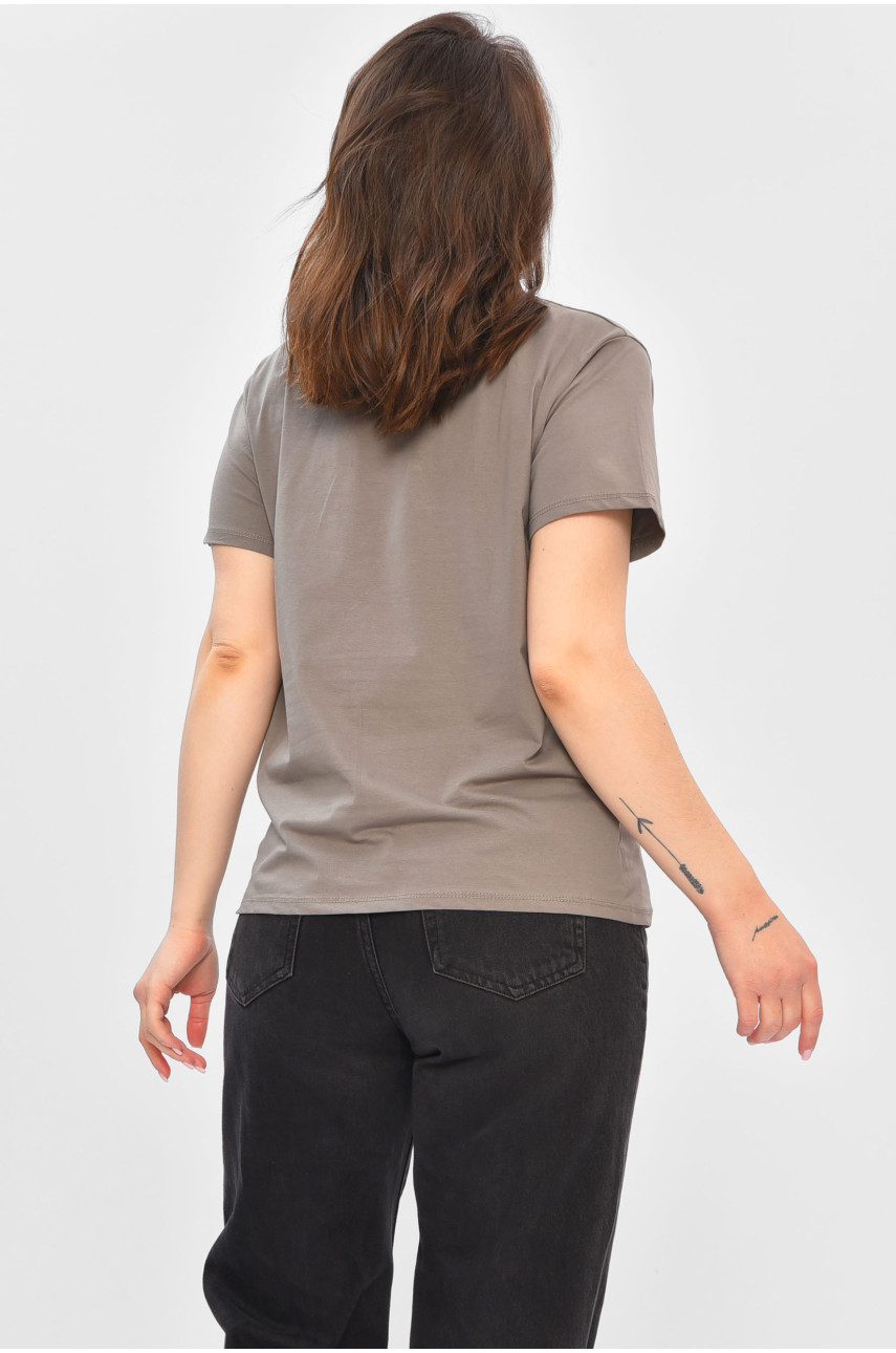 Футболка женская однотонная серого цвета 9112 202203 Футболка женская однотонная серого цвета 9112 202203