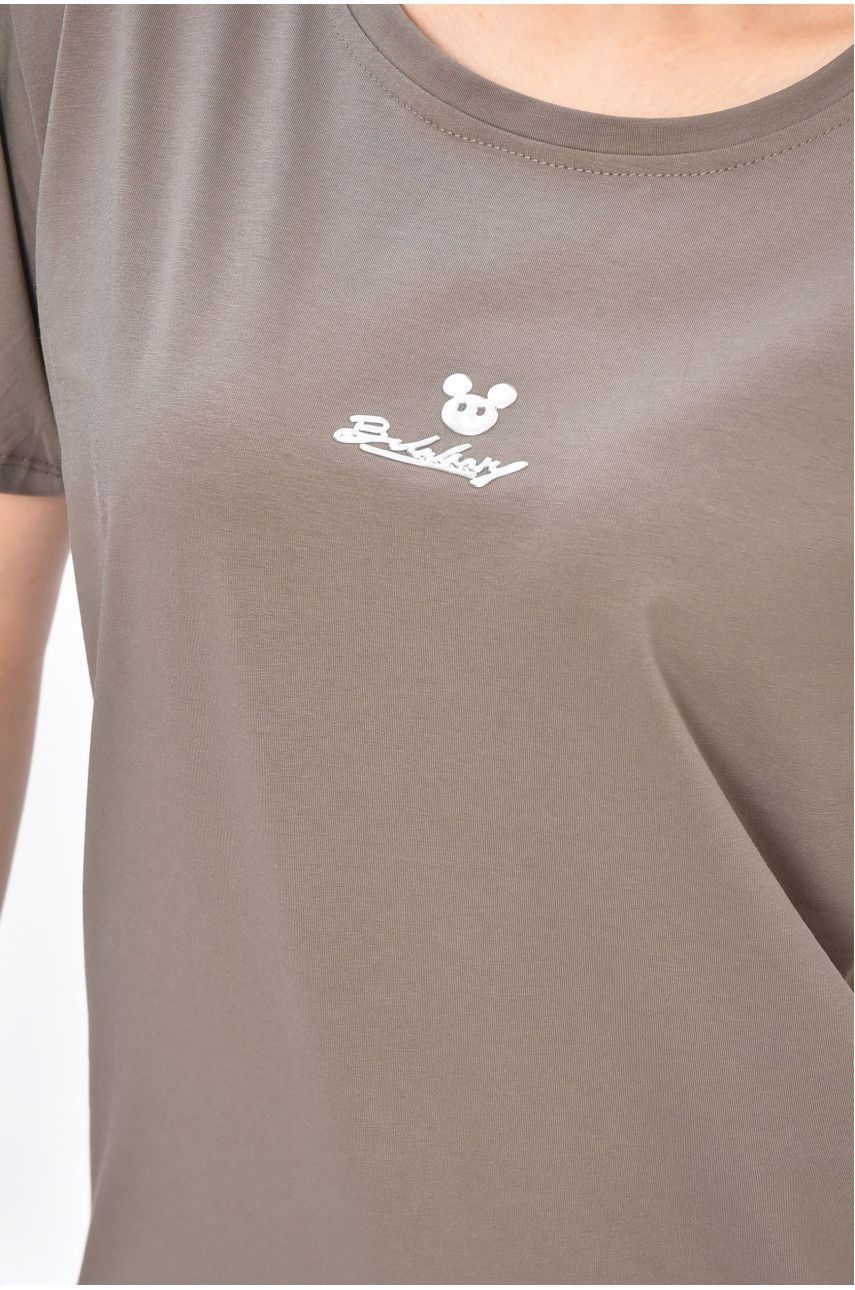 Футболка женская однотонная серого цвета 9112 202203 Футболка женская однотонная серого цвета 9112 202203