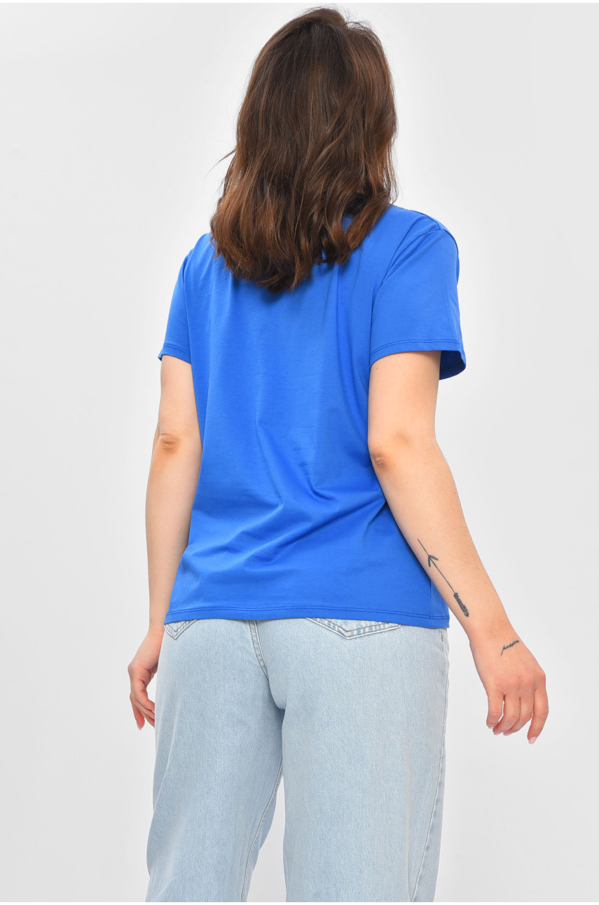 Футболка жіноча однотонна синього кольору 9112 202207 Футболка жіноча однотонна синього кольору 9112 202207