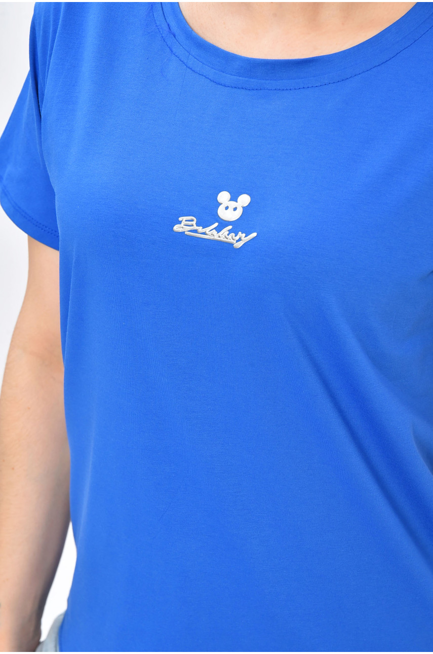 Футболка жіноча однотонна синього кольору 9112 202207 Футболка жіноча однотонна синього кольору 9112 202207