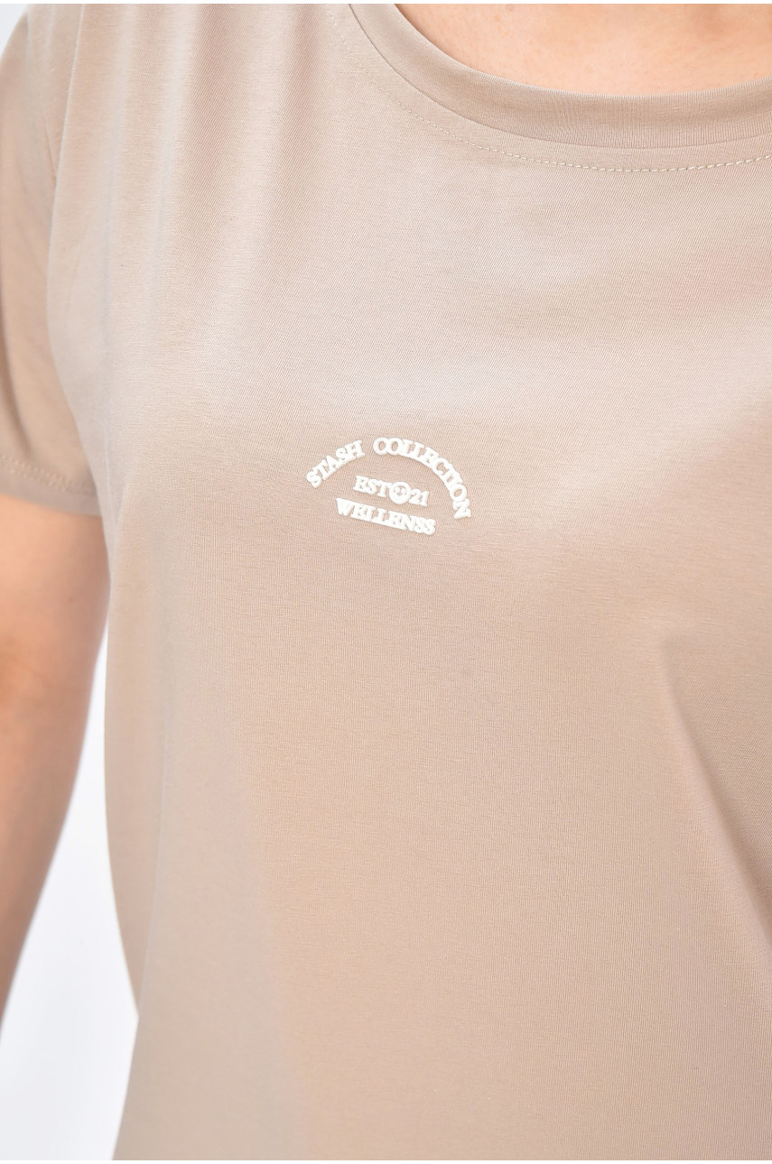Футболка жіноча однотонна бежевого кольору 9116 202212