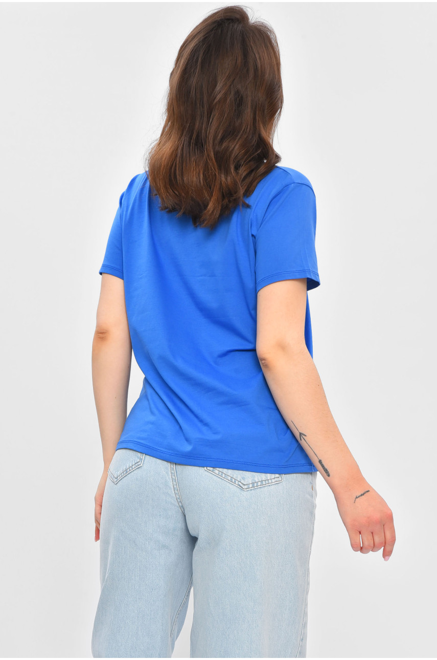 Футболка женская однотонная синего цвета 9116 202218