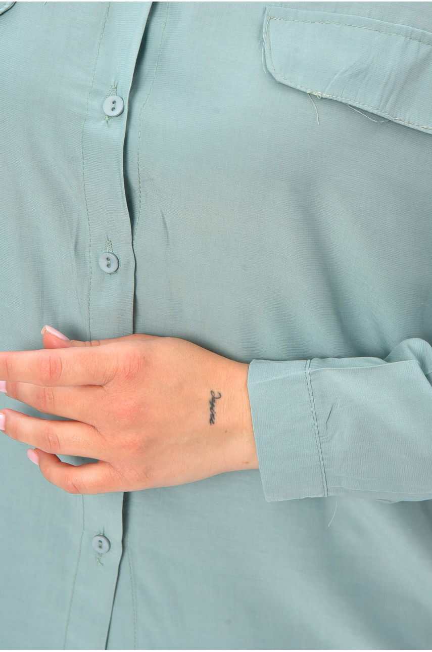 Сорочка жіноча однотонна м'ятного кольору 275 202240 Сорочка жіноча однотонна м'ятного кольору 275 202240