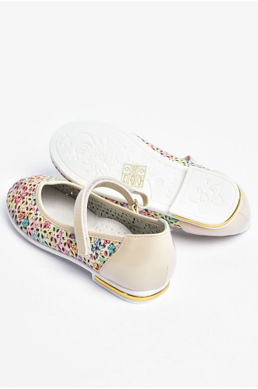 Балетки детские для девочки бежевого цвета 129-8 202246