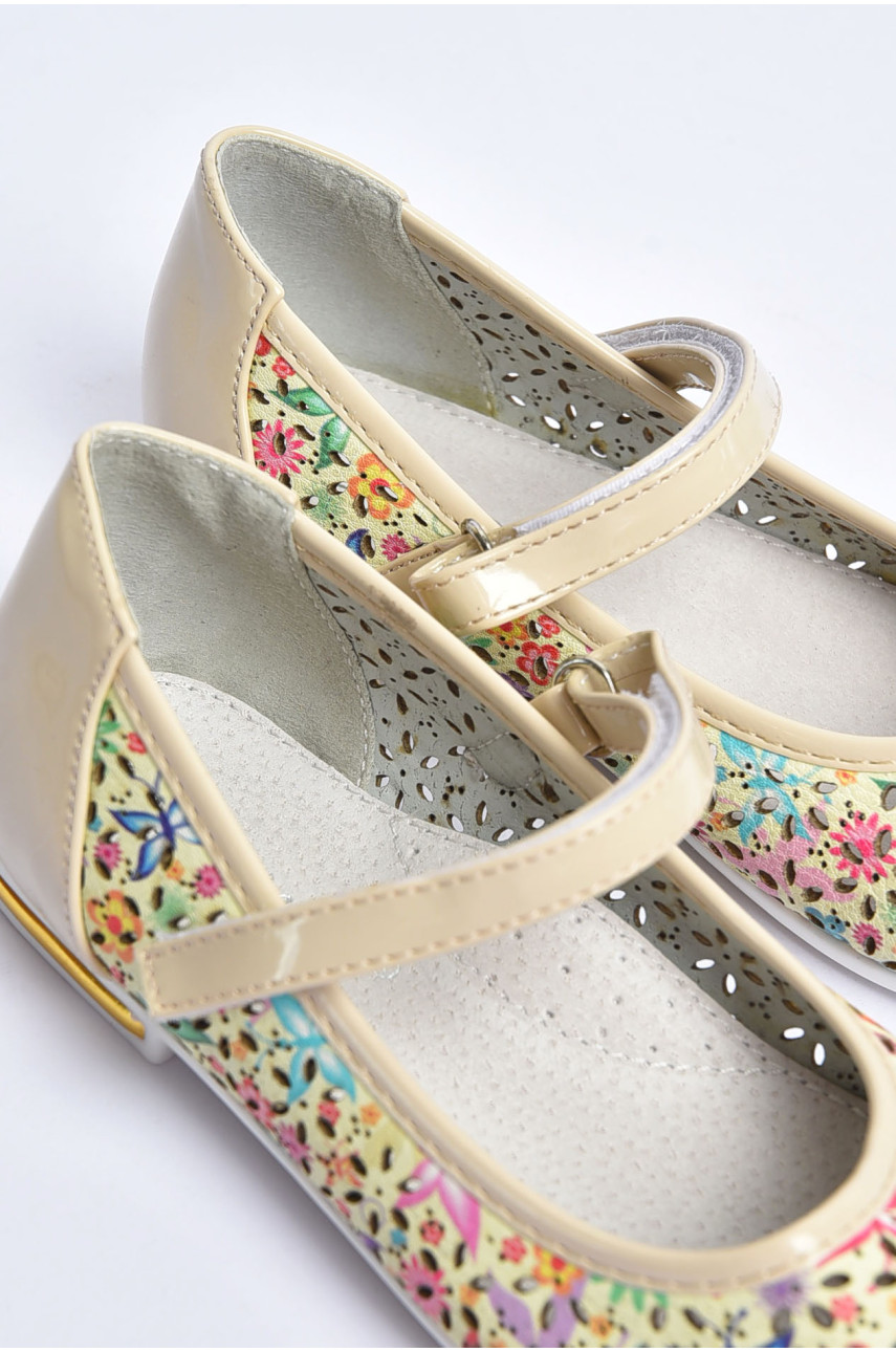 Балетки детские для девочки бежевого цвета 129-8 202246