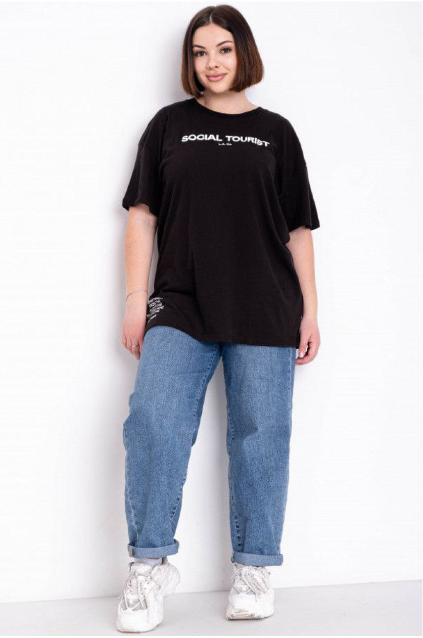 Футболка жіноча батальна чорного кольору з принтом 4975-15 202254