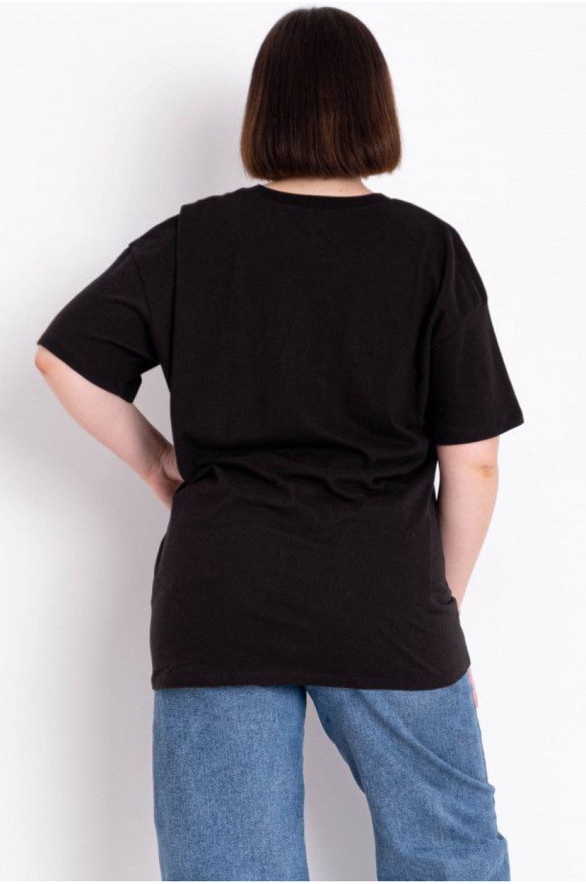 Футболка жіноча батальна чорного кольору з принтом 4975-15 202254