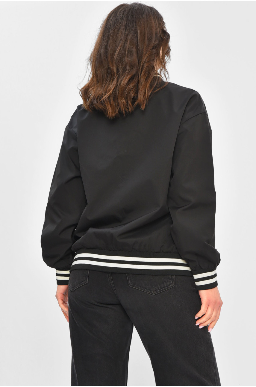 Бомбер женский полубатальний черного цвета 612 202258