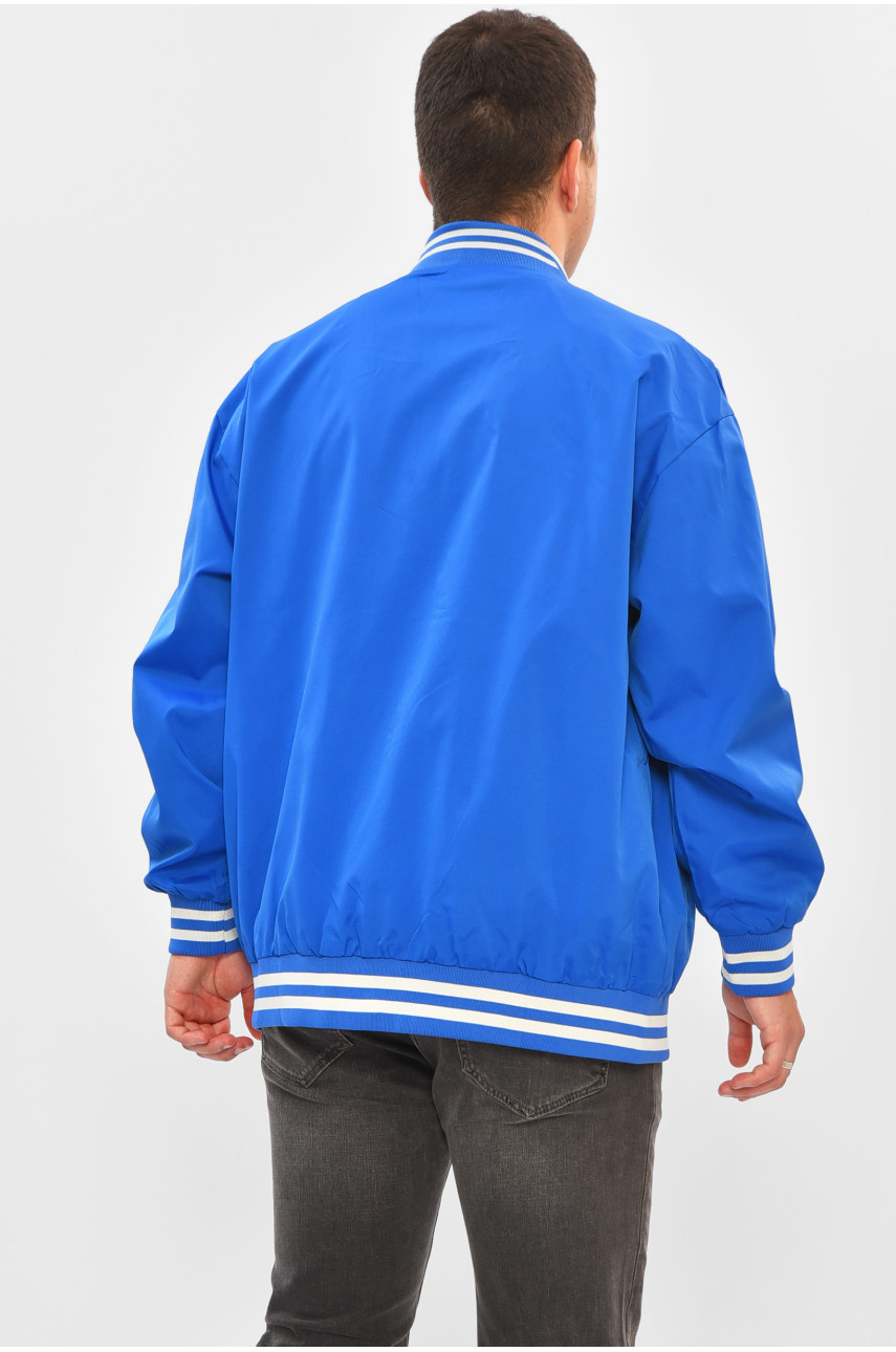 Бомбер мужской однотонный синего цвета 612 202259 Бомбер мужской однотонный синего цвета 612 202259
