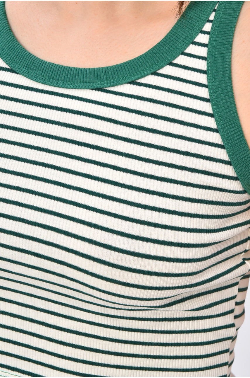 Майка женская в рубчик зеленого цвета в полоску 192 202274