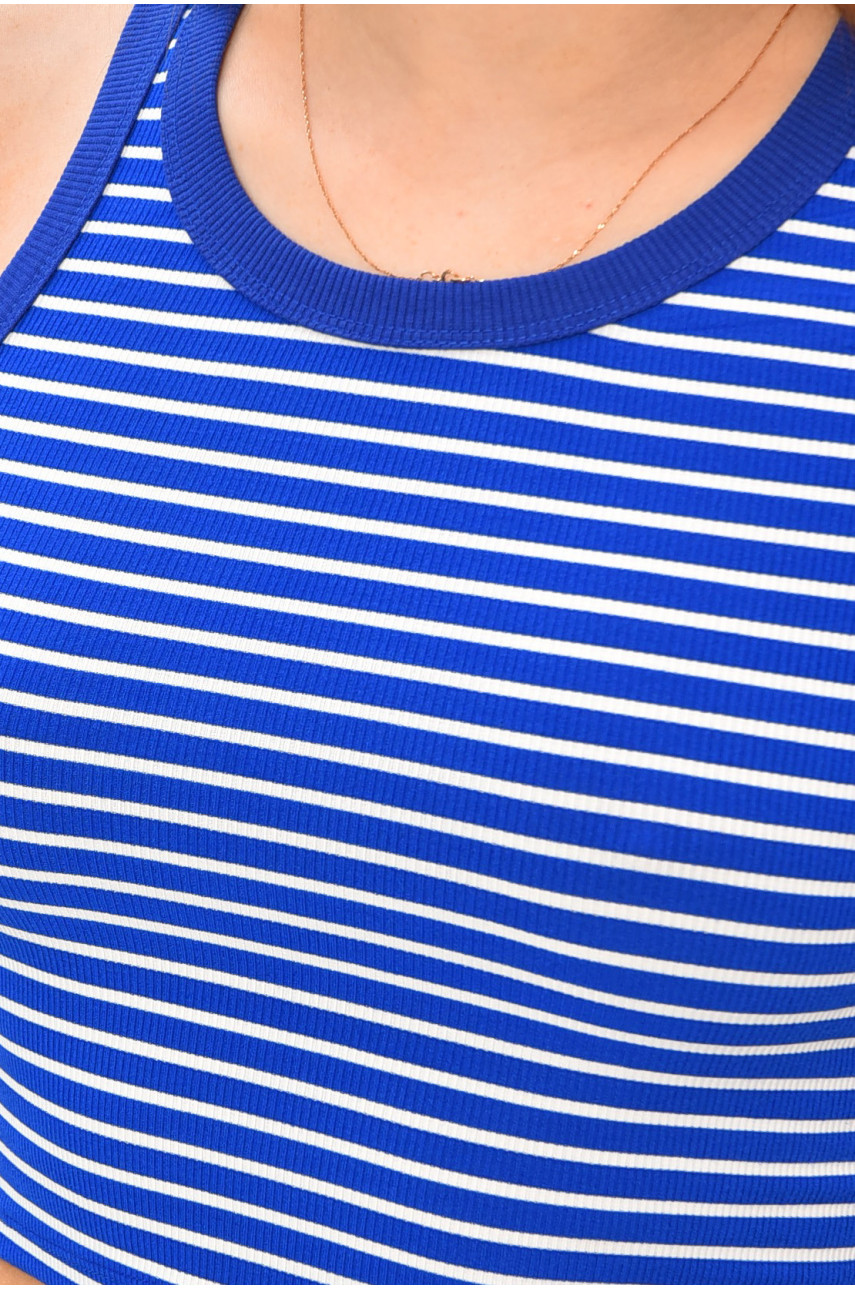 Майка женская в рубчик синего цвета в полоску 192 202275 Майка женская в рубчик синего цвета в полоску 192 202275