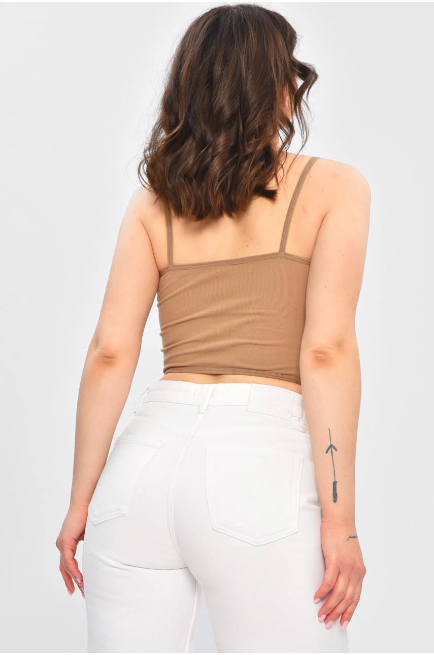 Топ женский однотонный бежевого цвета 8639 202292 Топ женский однотонный бежевого цвета 8639 202292