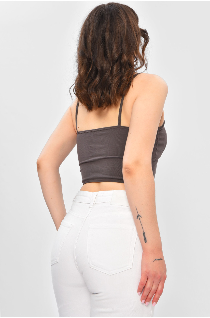 Топ женский однотонный тёмно-серого цвета 8639 202293 Топ женский однотонный тёмно-серого цвета 8639 202293