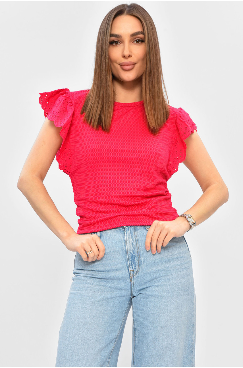 Футболка жіноча однотонна рожевого кольору 23-812 202297