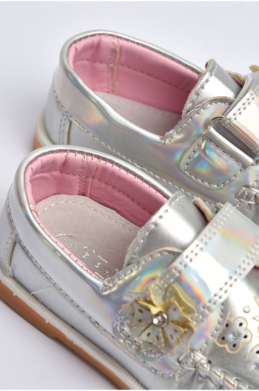 Мокасини дитячі для дівчинки сріблястого кольору 18302-21 202324