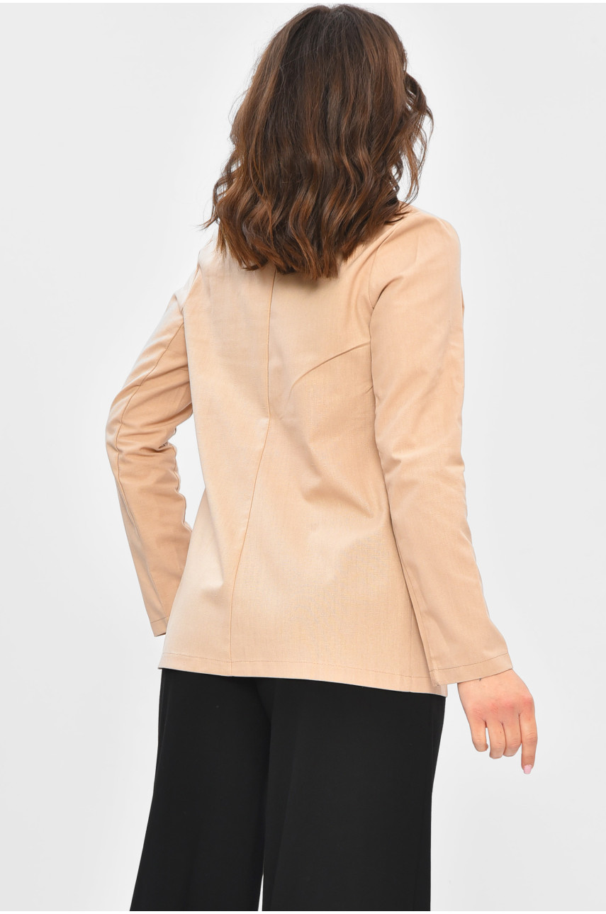 Піджак жіночий однотонний бежевого кольору 805 202330 Піджак жіночий однотонний бежевого кольору 805 202330