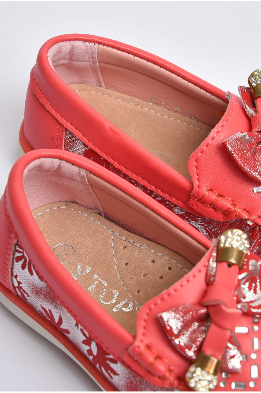 Мокасини дитячі для дівчинки коралового кольору 112-2 202334