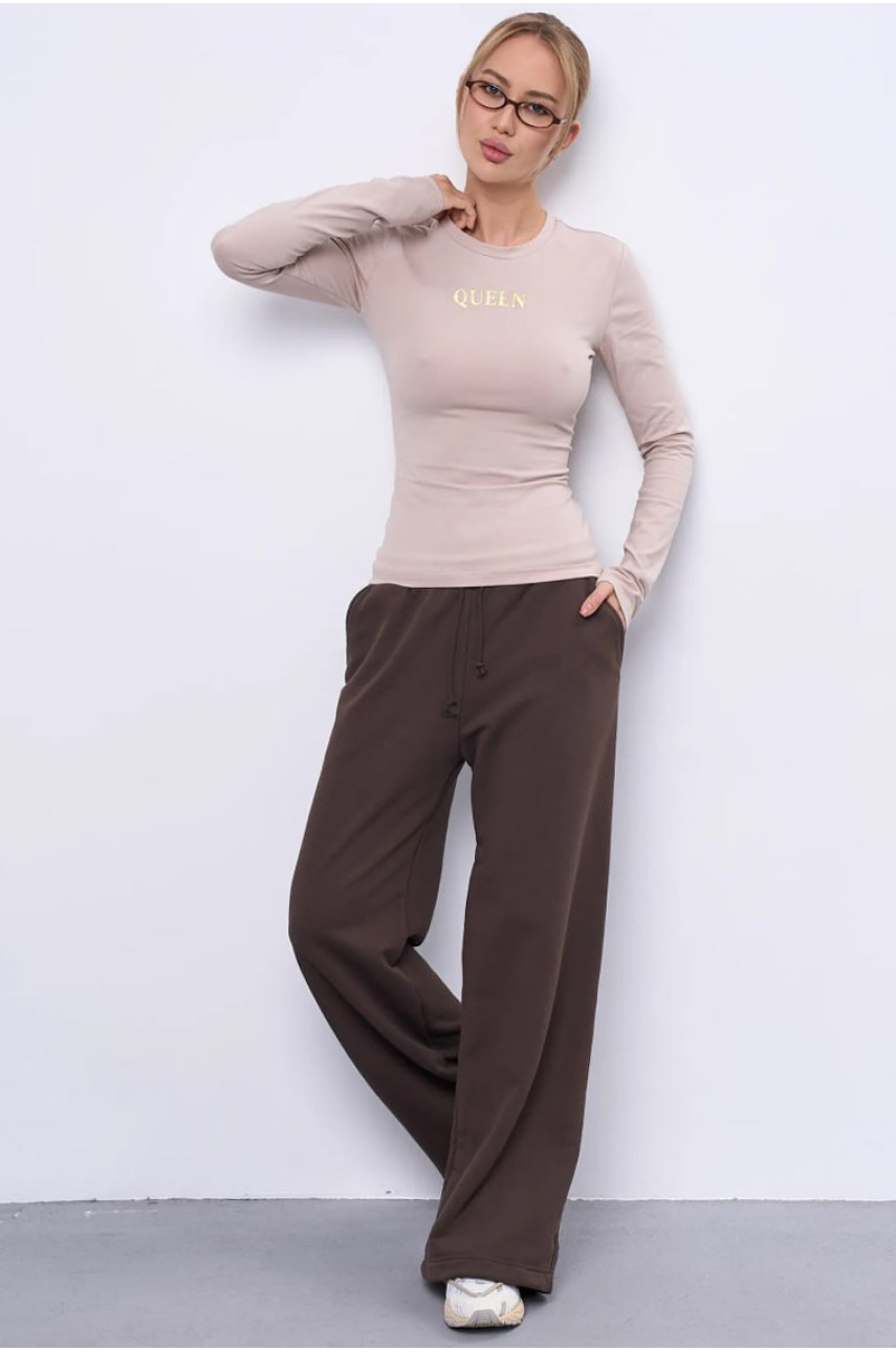 Лонгслив женский бежевого цвета 017 202347 Лонгслив женский бежевого цвета 017 202347