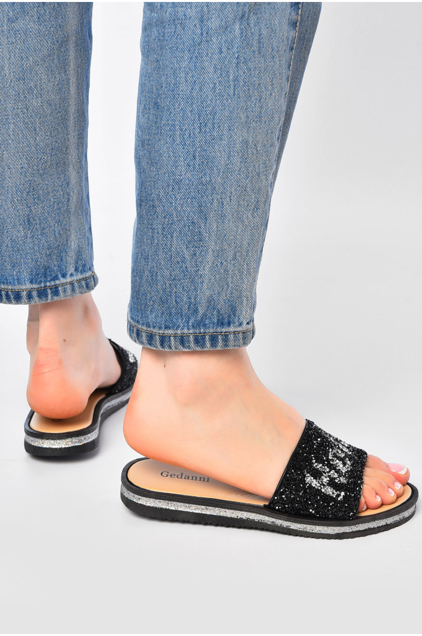 Шлепки женские черного цвета а-7 202354 Шлепки женские черного цвета а-7 202354