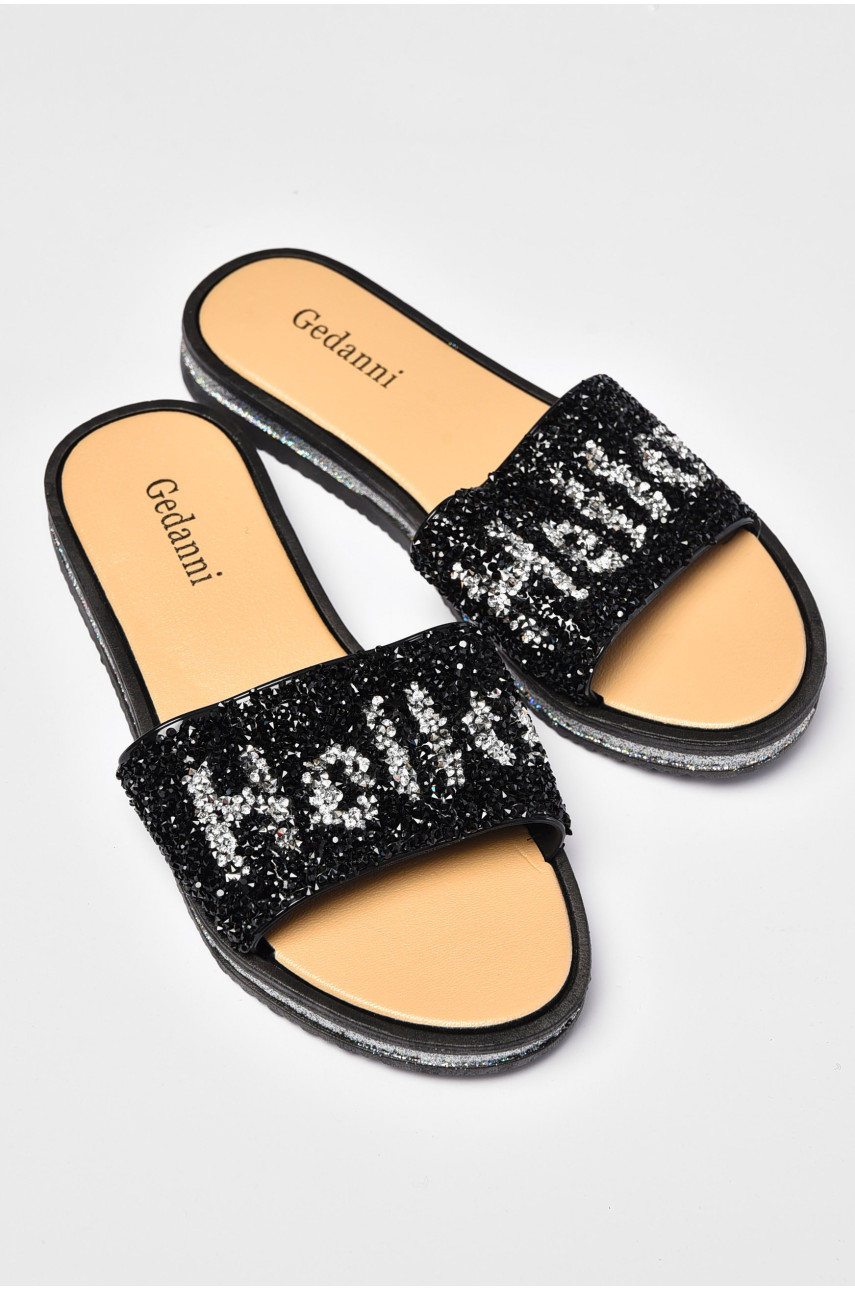 Шлепки женские черного цвета а-7 202354 Шлепки женские черного цвета а-7 202354