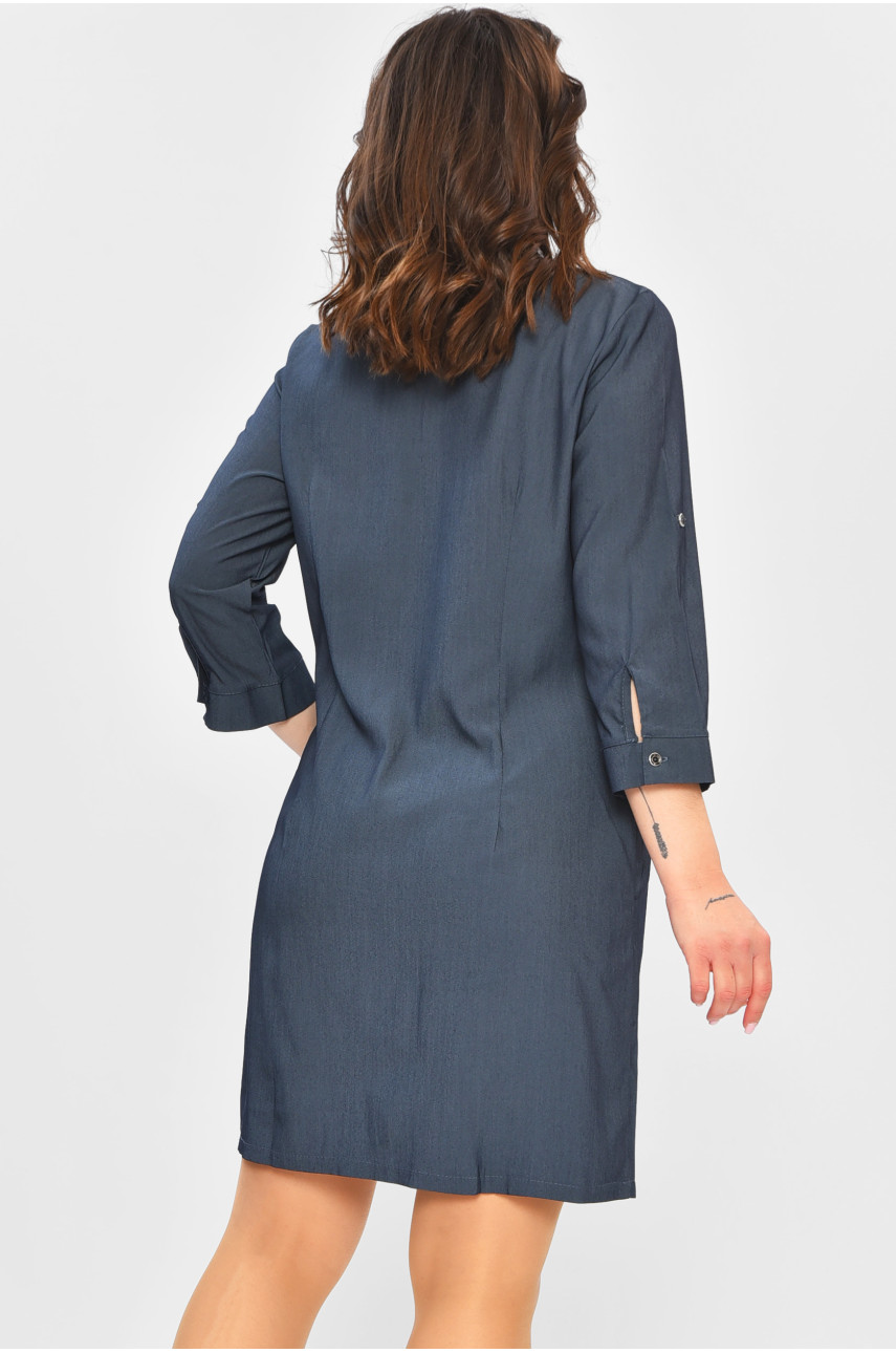Платье женское однотонное тёмно-синего цвета 815 202385 Платье женское однотонное тёмно-синего цвета 815 202385