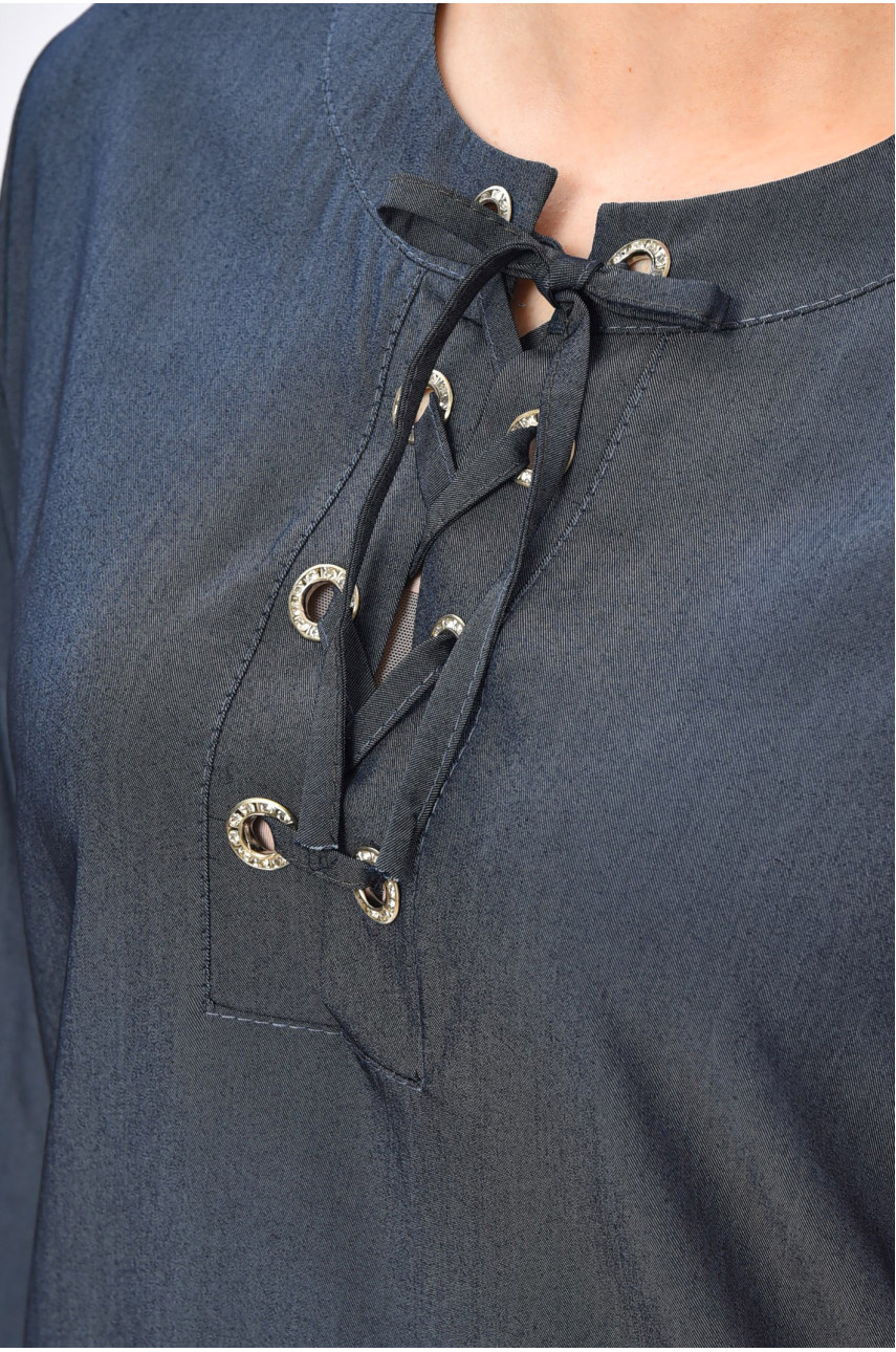 Платье женское однотонное тёмно-синего цвета 815 202385 Платье женское однотонное тёмно-синего цвета 815 202385