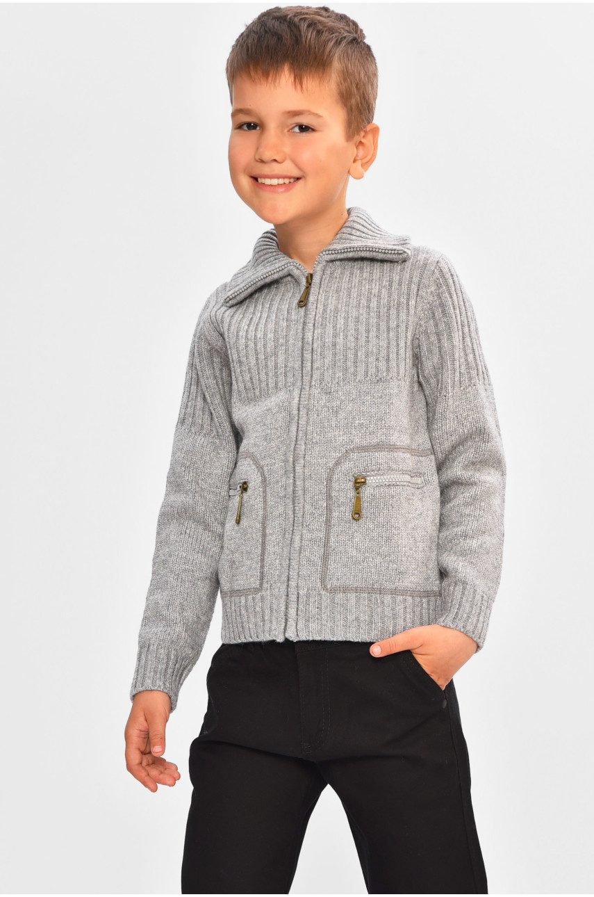 Свитер детский для мальчика серого цвета 202387