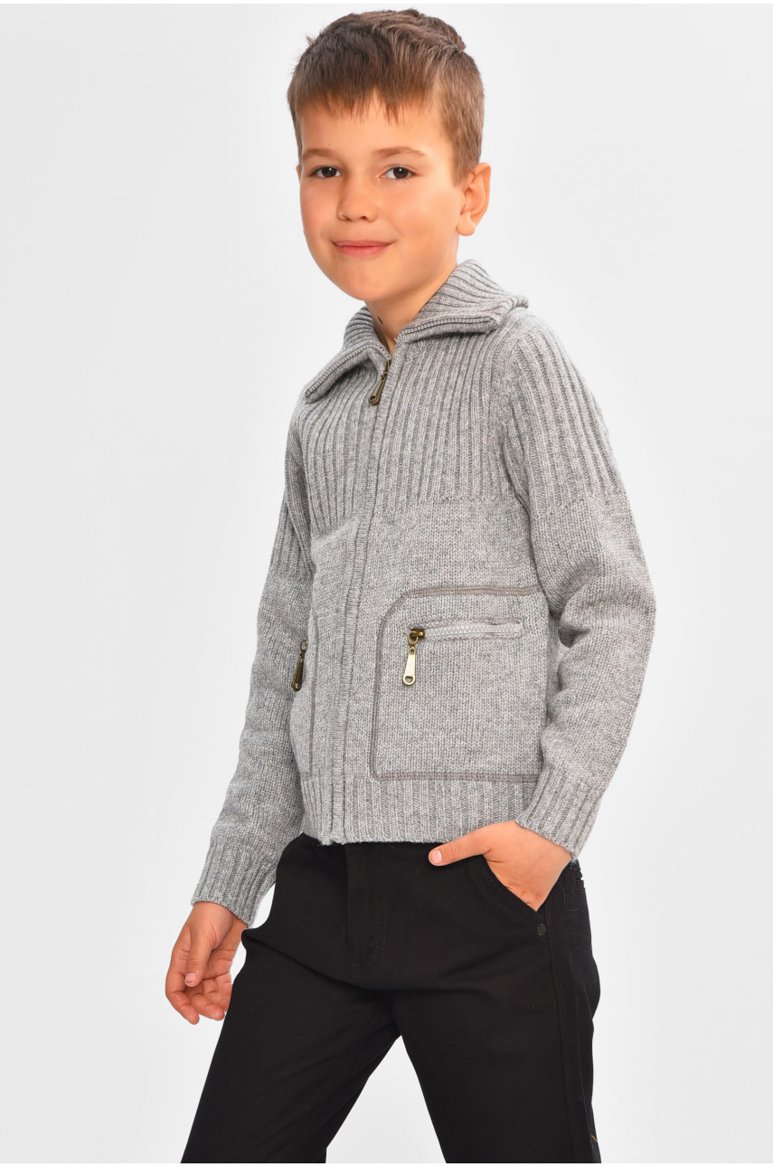 Свитер детский для мальчика серого цвета 202387