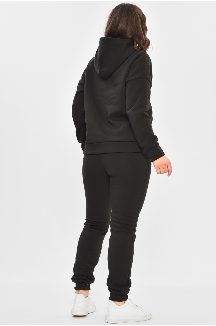 Спортивный костюм женский на флисе черного цвета 1088 202417