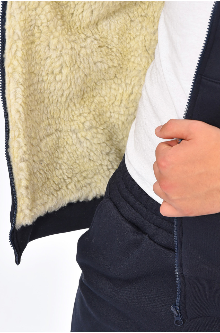 Спортивный костюм мужской на флисе синего цвета 003 202423 Спортивный костюм мужской на флисе синего цвета 003 202423