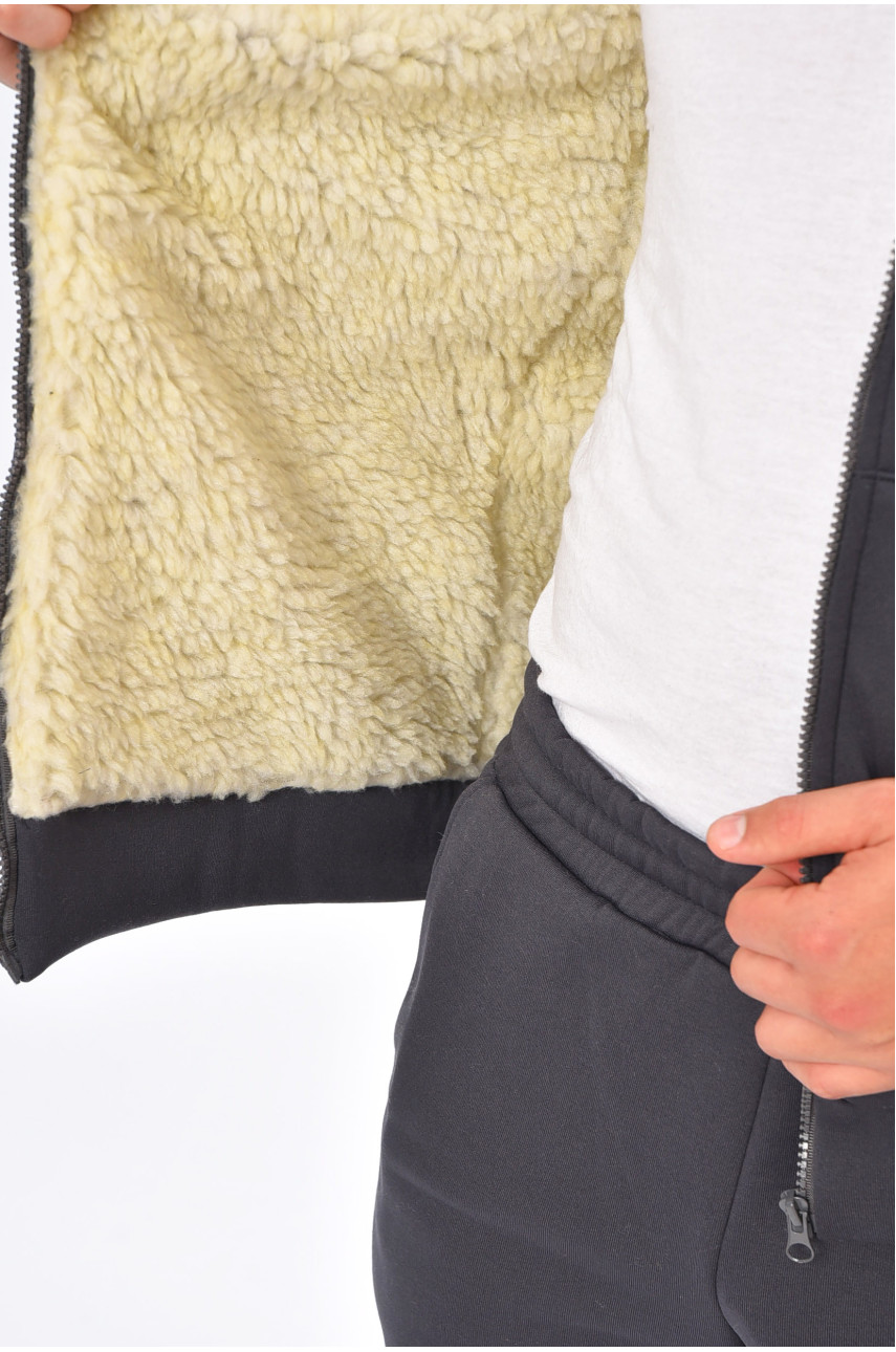 Спортивний костюм чоловічий на флісі темно-сірого кольору 003 202426 Спортивний костюм чоловічий на флісі темно-сірого кольору 003 202426