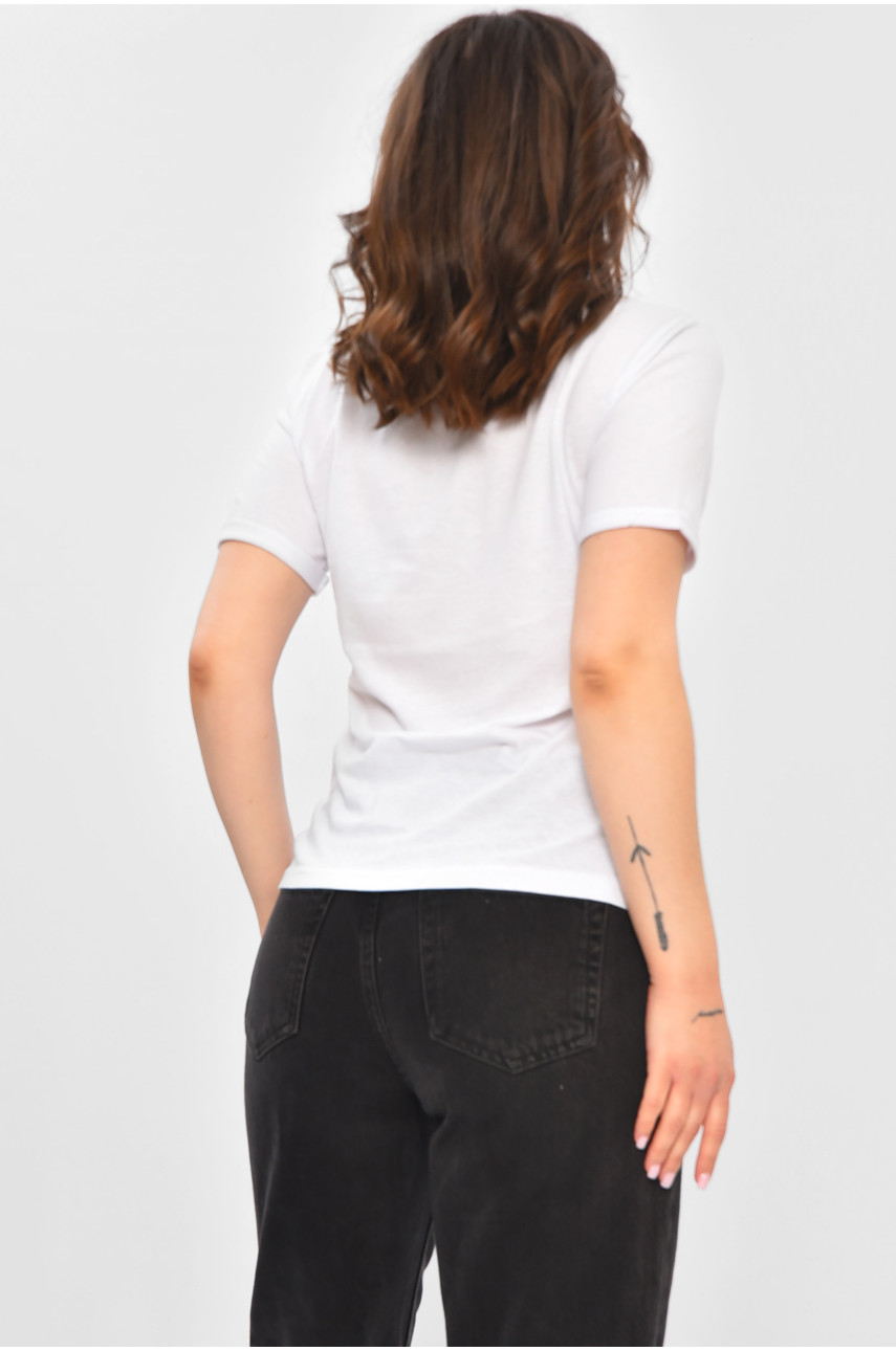 Футболка женская однотонная белого цвета с принтом 57482 202441