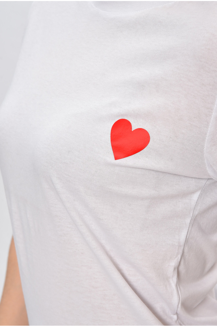Футболка женская однотонная белого цвета с принтом 57482 202441