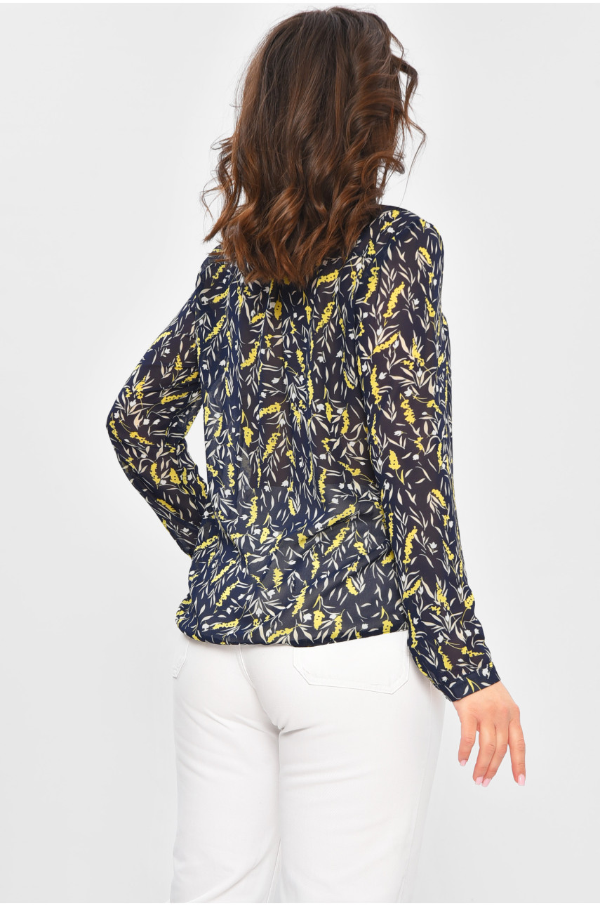 Блуза женская тёмно-синего цвета с принтом 18151 202463 Блуза женская тёмно-синего цвета с принтом 18151 202463