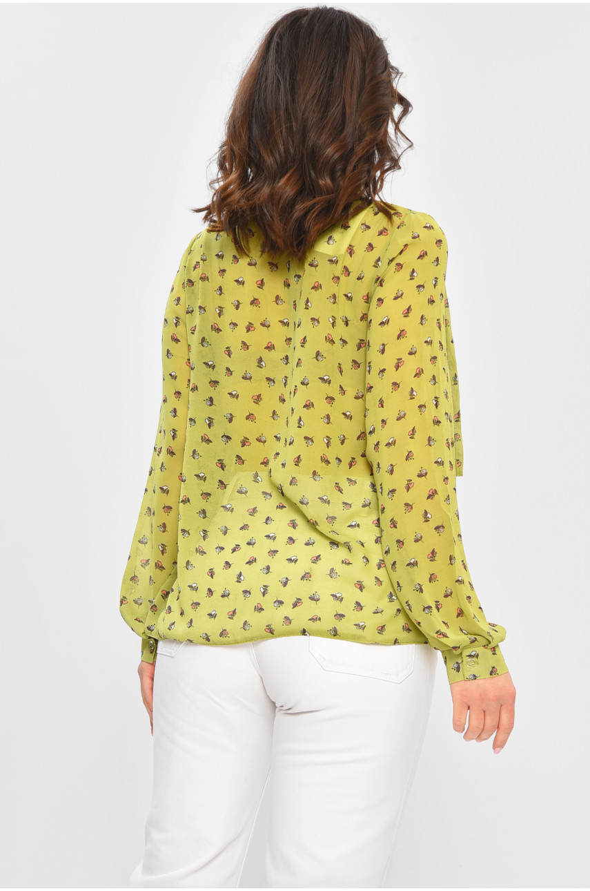 Блуза женская зеленого цвета с принтом 7155 202467