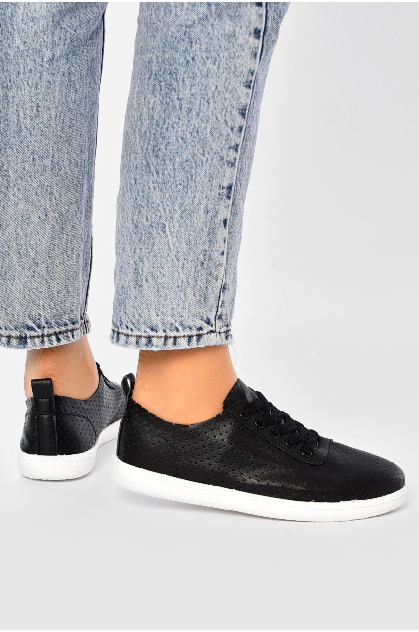 Мокасины женские черного цвета Н50-3 202473