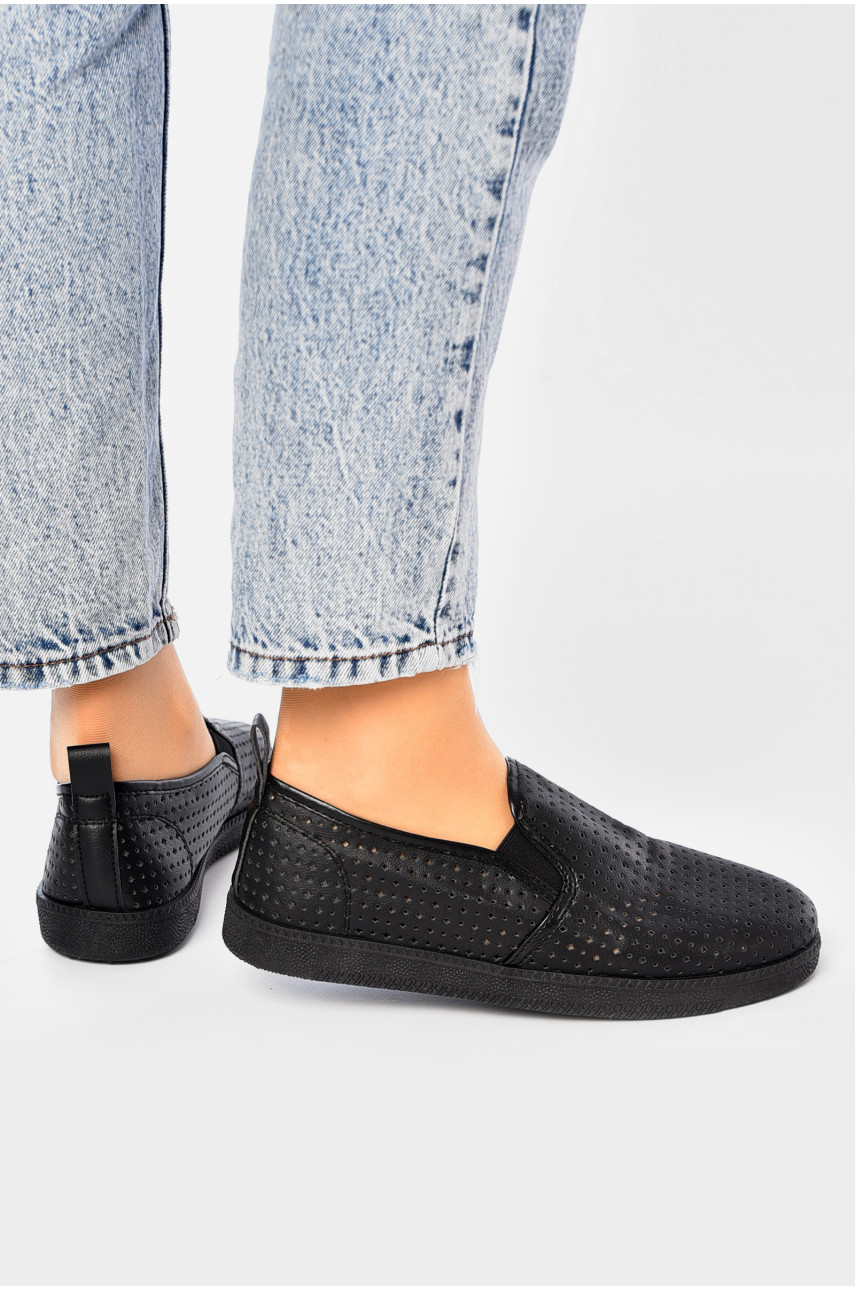 Мокасины женские черного цвета Н51-1 202476