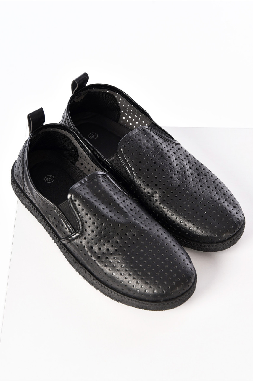 Мокасины женские черного цвета Н51-1 202476